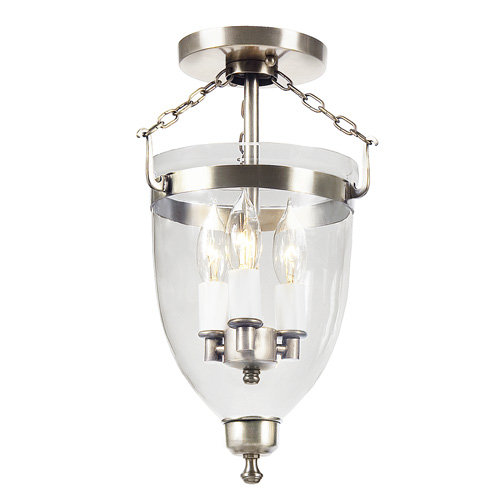 Pateros 3 - Bulb Outdoor Semi Flush Mount, Pewter, 14.5" H x 9" W