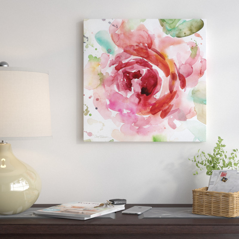 " Bold Blush III " by Carol Robinson, 18" H x 18" W x 1.5" D, Black Framed Canvas, No Mat