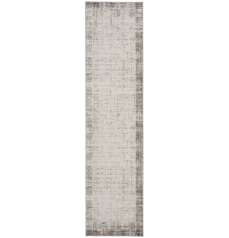 Tapis de couloir abstrait 16 po ivoire et gris