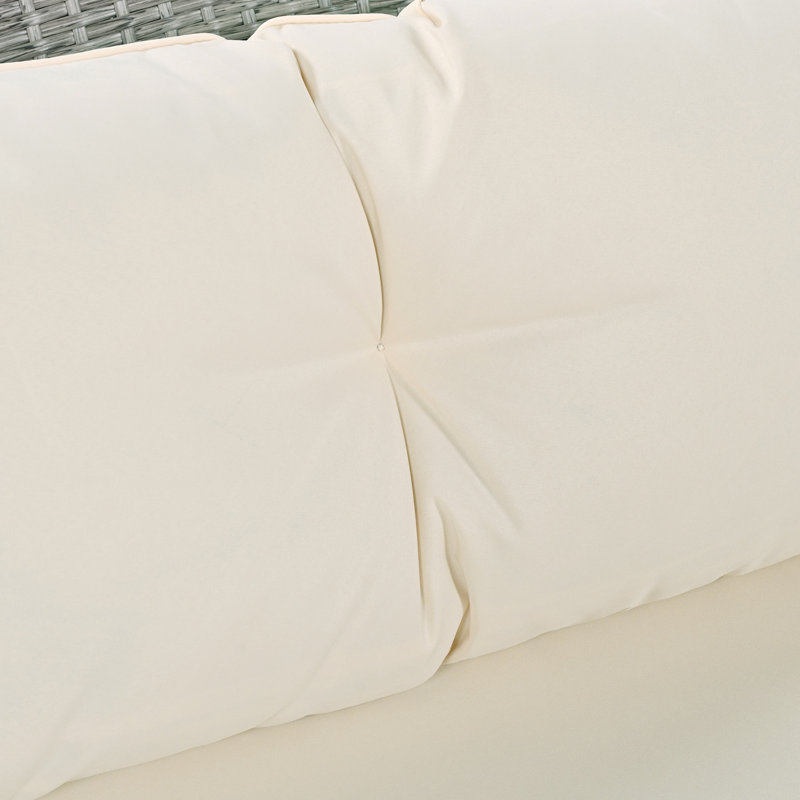 Ensemble de conversation modulaire en rotin 9 pièces avec coussins Camela, Beige, Gris