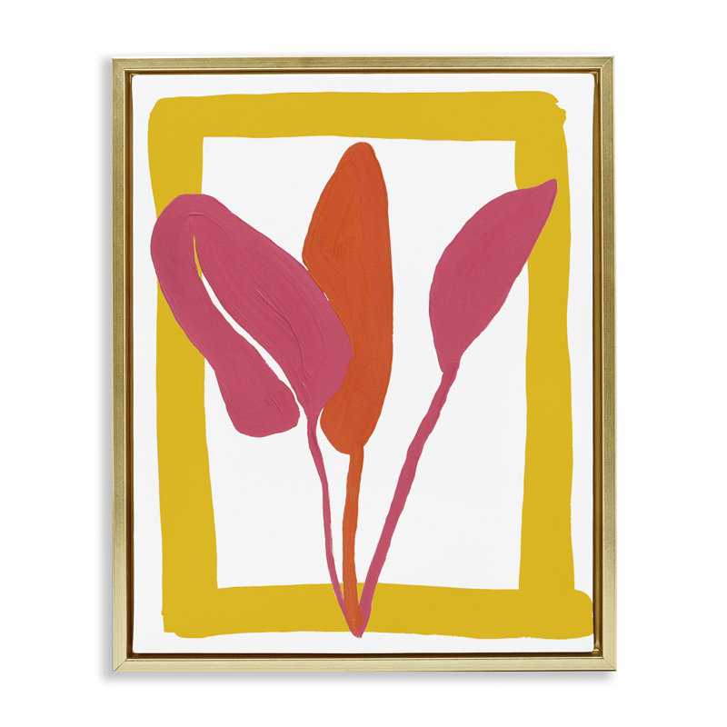 Cadre flottant New Oasis Warm Leaves, design par Bronwyn Baker, Cadre flottant métallique doré, H 21 po x l 17 po