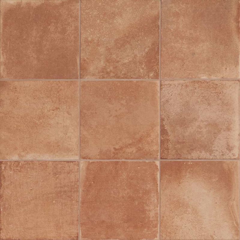 Angela Harris Mediterra 8x8 Matte Terracotta Porcelain Tile, Terracotta