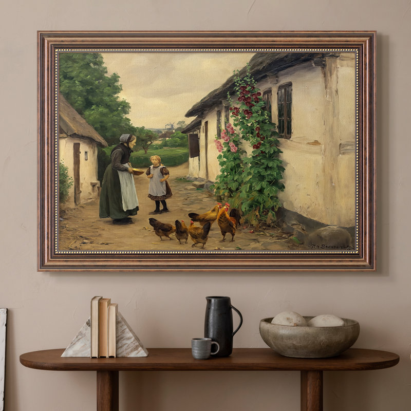 «Visit to grandmother» - Hans Andersen Brendekilde - toile encadrée sur mesure, 16x22 INNER SIZE, Framed Canvas