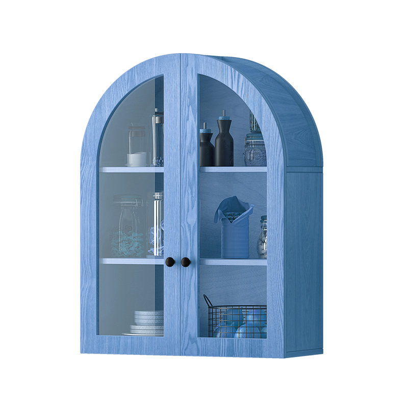 Armoire murale cintrée avec portes vitrées, Blue