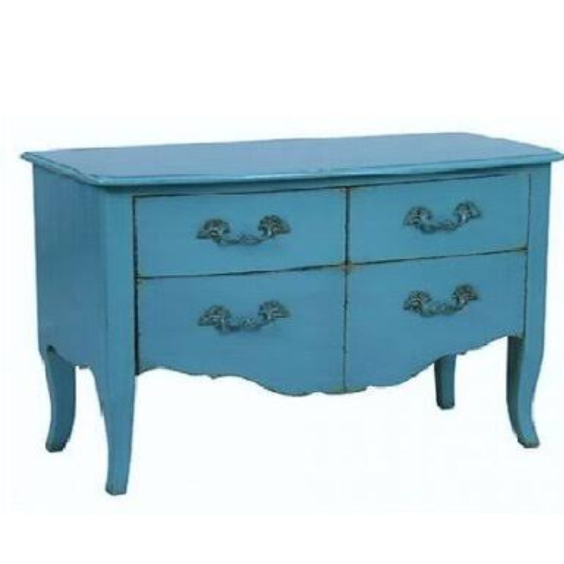 Commode décorative 4 tiroirs Arnessa, Bleu