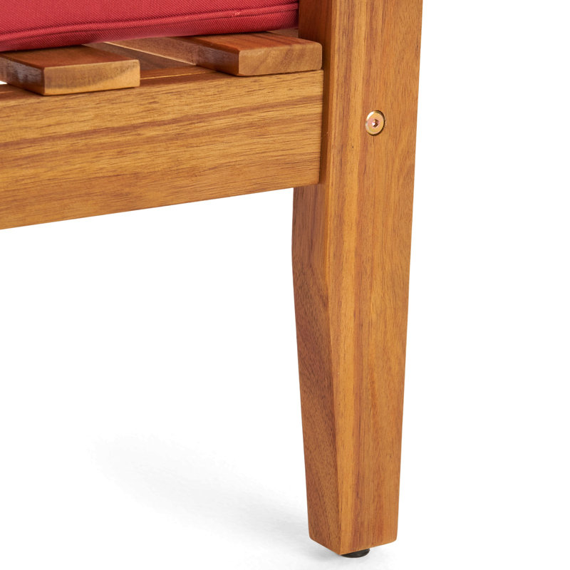 Causeuse et table basse pour terrasse, terrasse et cour arrière Peyton, Rouge, Teck