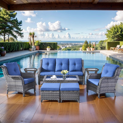 Bonia 8 Piece Wicker Rattan Sofa Seating Group with Cushions