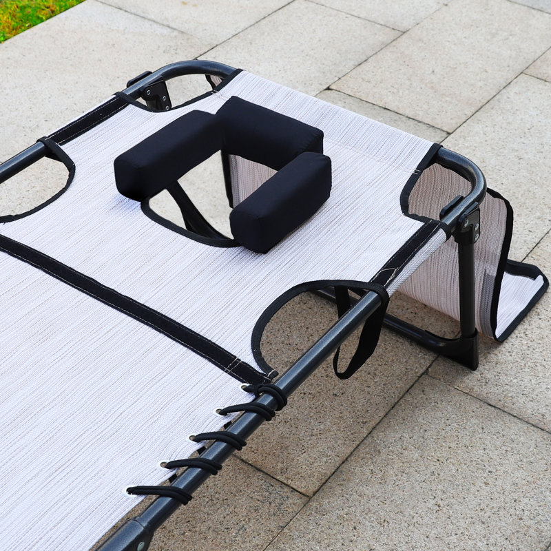 Melbourne Outdoor Metal Chaise Lounge , Cushion Included, Cream