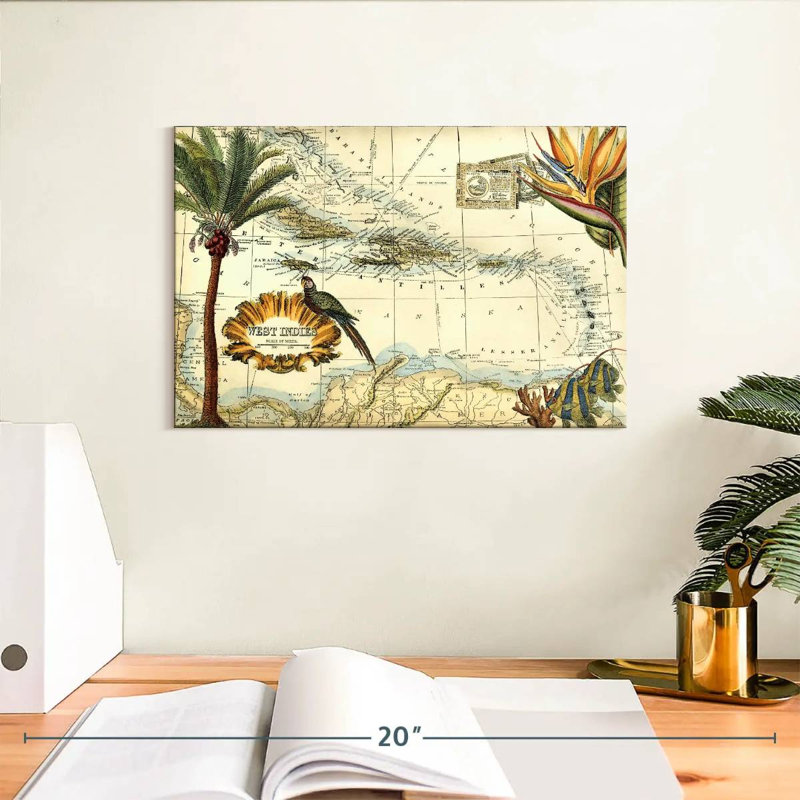 Carte tropicale des Antilles, Aliaz, H 8 po x l 12 po