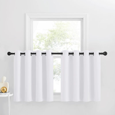 NICETOWN Blackout Small Window Valances, Rustic Farmhouse Curtains Grommet Top Thermal Insulated Window Drapes for Kitchen/Bathroom/Basement, 2 Panels.