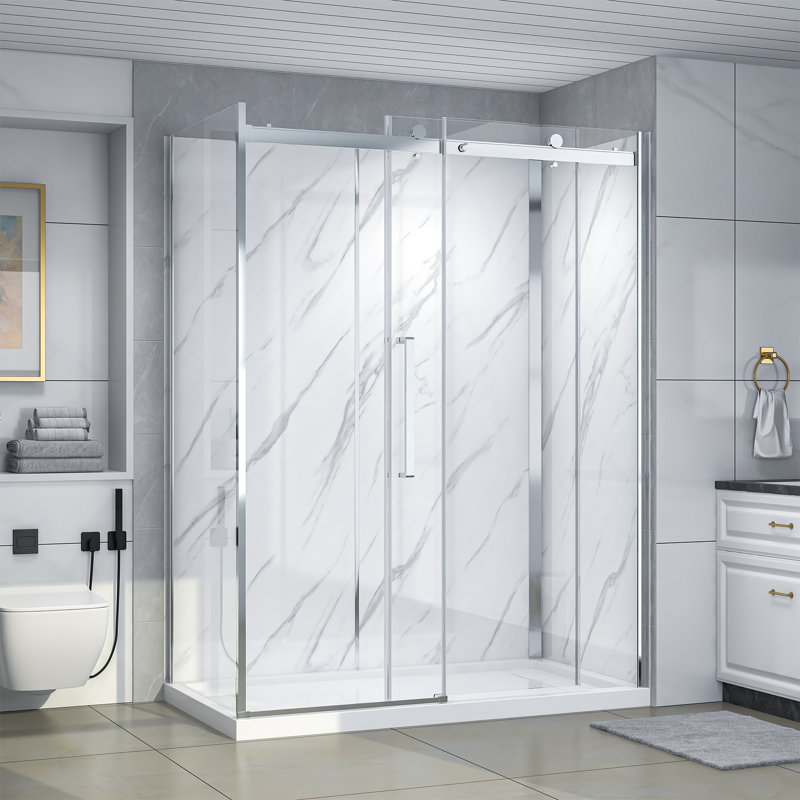 Bristol 60 In. X 79.2 In. Rectangular Corner Chrome Sliding Shower Kit, Chrome