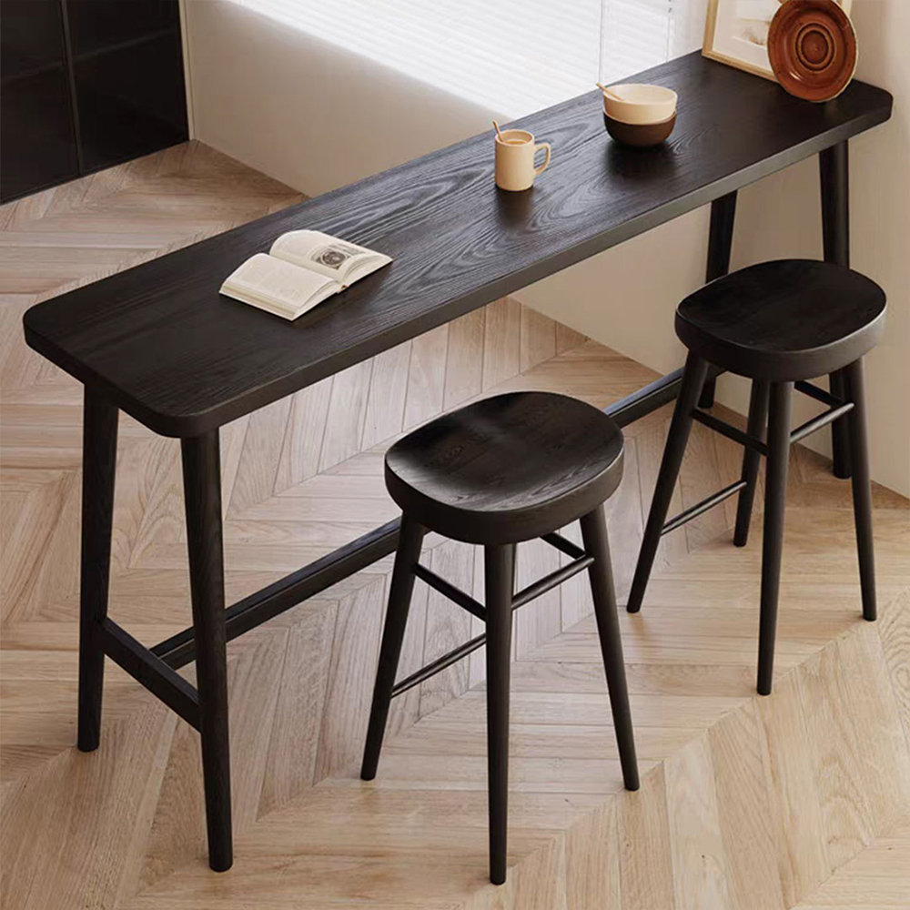 Corrigan Studio 2-Person Brownness Rectangular Solid Wood Bar Table ...