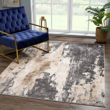 Straten Abstract Design Modern Cream/Beige Area Rug 17 Stories Rug Size: Rectangle 6'7 x 9