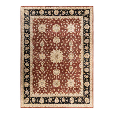 Tapis unique noué à la main Oushak - rouge, 9 pi 4 po x 12 pi 4 po