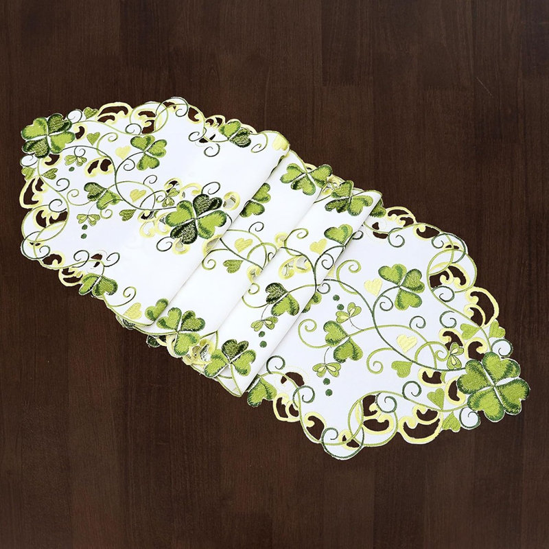 Embroidered Shamrock Table Runner For St. Patrick’S Day Decor