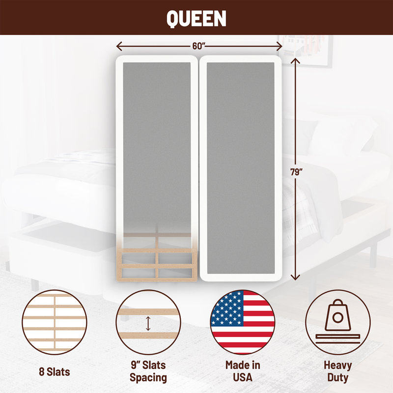 Fully Assembled Traditional Box Spring/Foundation For Mattress, Low Profile (4"), Queen