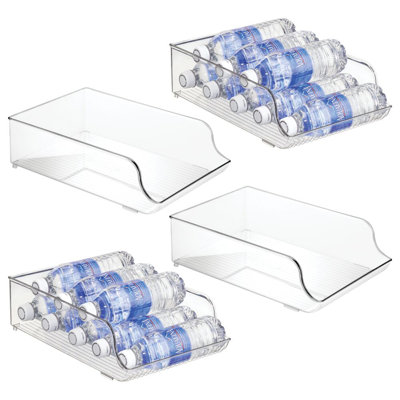 iDesign Set of 4 Water Bottle Organizer for Fridge - Clear