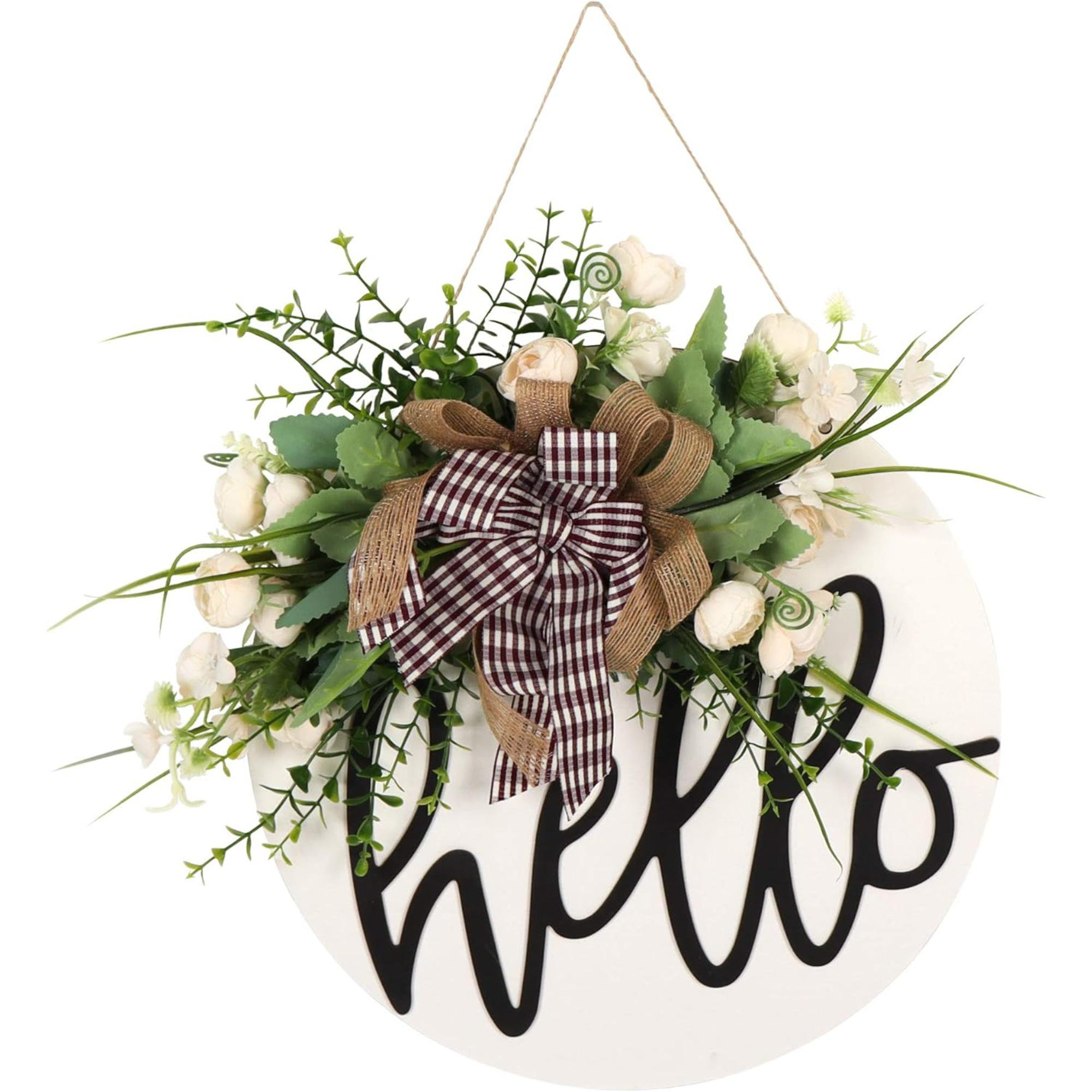 Ophelia & Co. Welcome Sign For Front Door Round Wood Sign Hanging ...