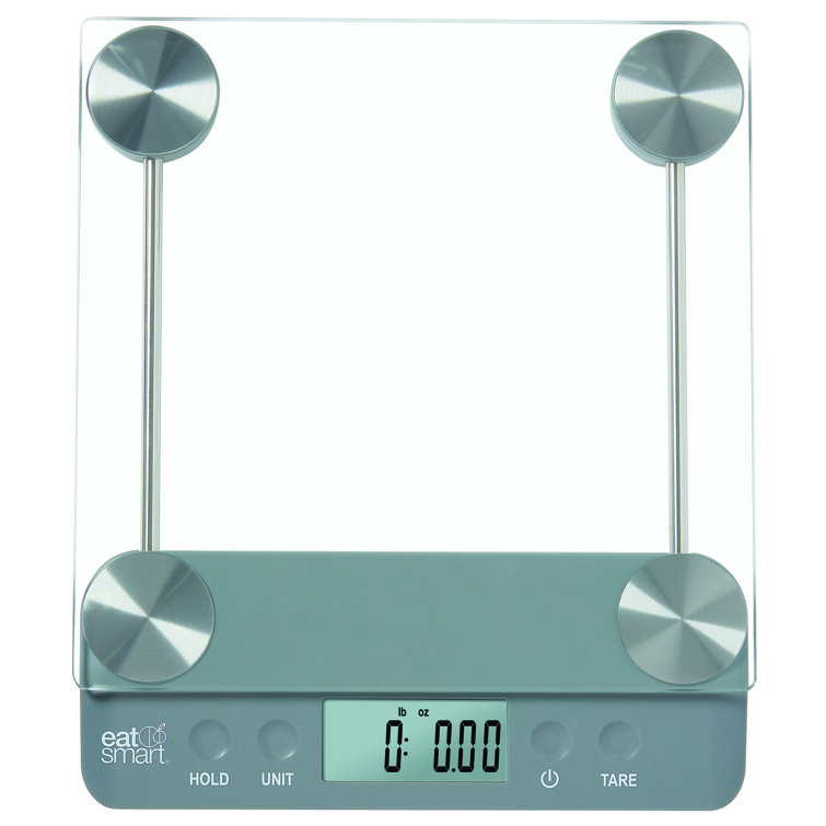Eat Smart 33lb Glass Platform Food Kitchen Scale with Tare, Grey Taylor