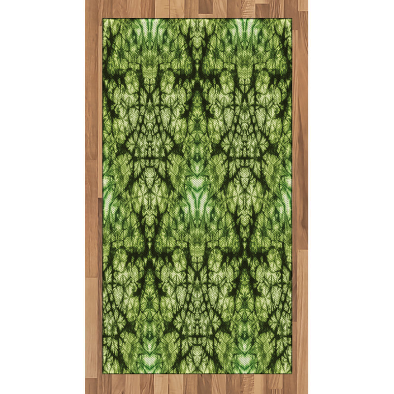 Green High Density Long Fiber Poly Threads Decorative Area Rug Carpet, Rectangle 2'7" x 5'
