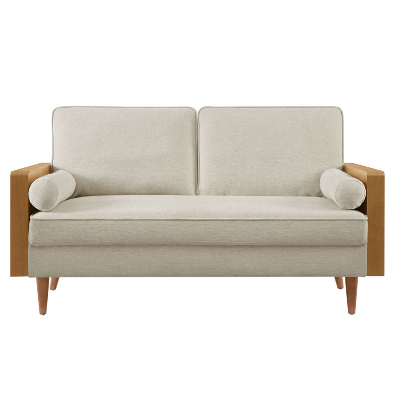 Kellan Performance Velvet Sofa In Walnut Alabaster, 33.86" H x 61.22" W x 31.89" D, Noyer tissé chiné beige clair, 2