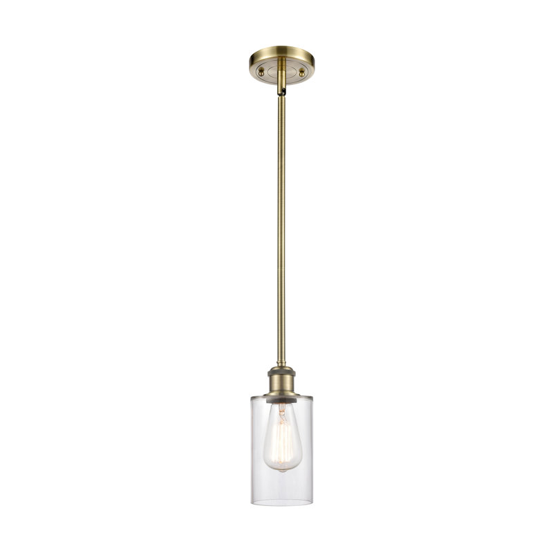 Antique Brass Mini Pendant Light with Glass Shade