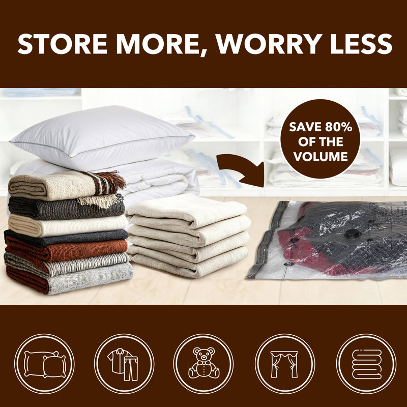 20-Pack Vacuum Storage Bags, Space-Saving Compression Sealer Bags for Comforters, Blankets, Pillows, Bedding & Clothes