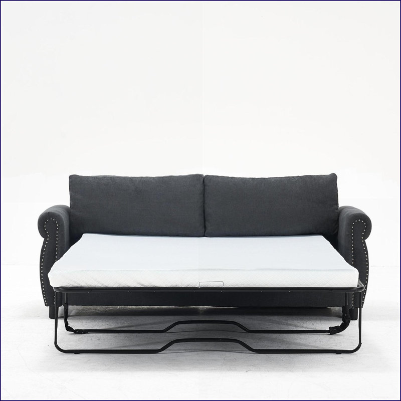 Canapé-lit convertible 2 en 1 80,7 po avec matelas 63 po x 70,9 po Sofas pour salon / chambre à coucher | Gris clair | Tissu + métal