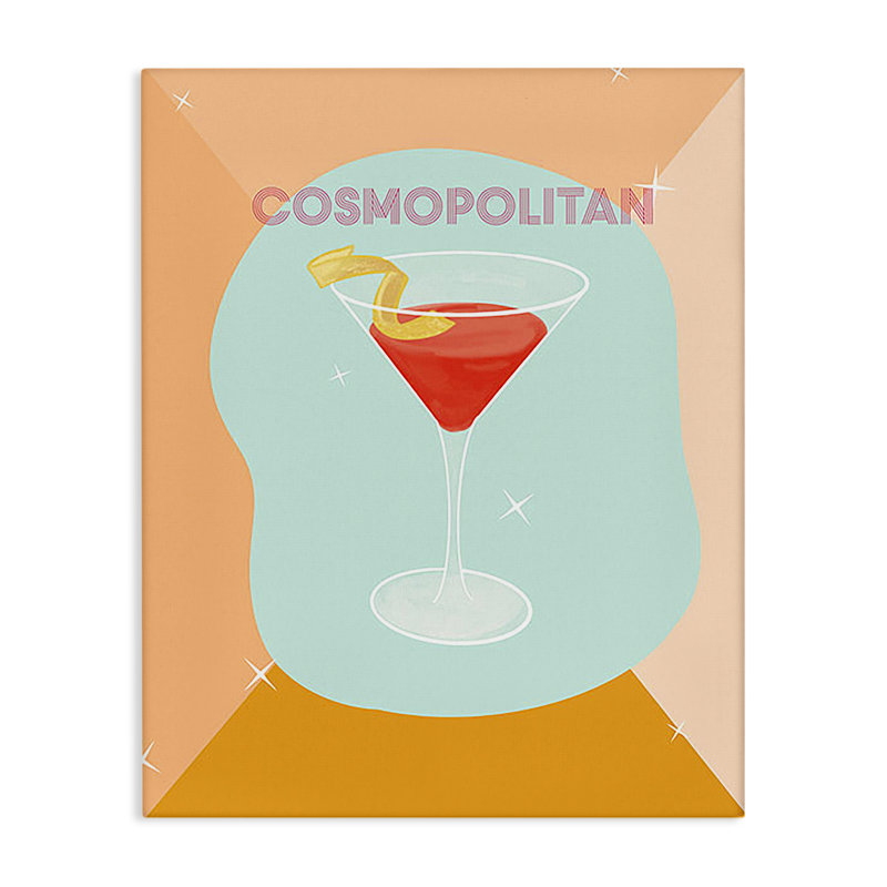 Art moderne moderne sur toile, "Cosmopolitan Drink" par Ashley Singleton, H 48 po x l 36 po