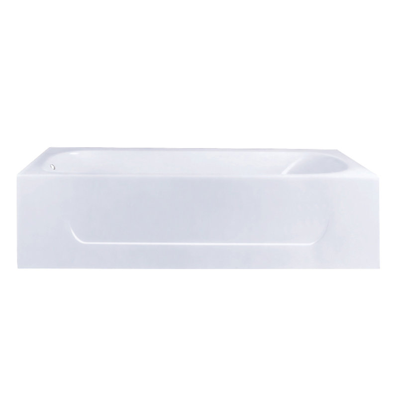 Kingston Brass Aqua Eden 60-Inch Cast Iron Rectangular 3-Wall Alcove Tub, Drain Hole, Left