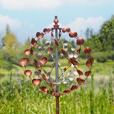 Wind Spinners Outdoor, 75" Large Metal Kinetic Wind Sculptures For Garden, 360 Degrees Swivel Yard Art With 2 Piece Welcome Flag Decoration