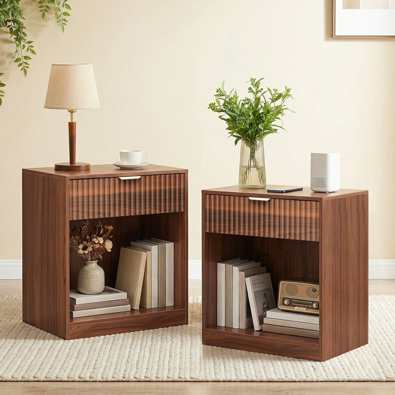  1-Drawer Nightstand with Open Cubby