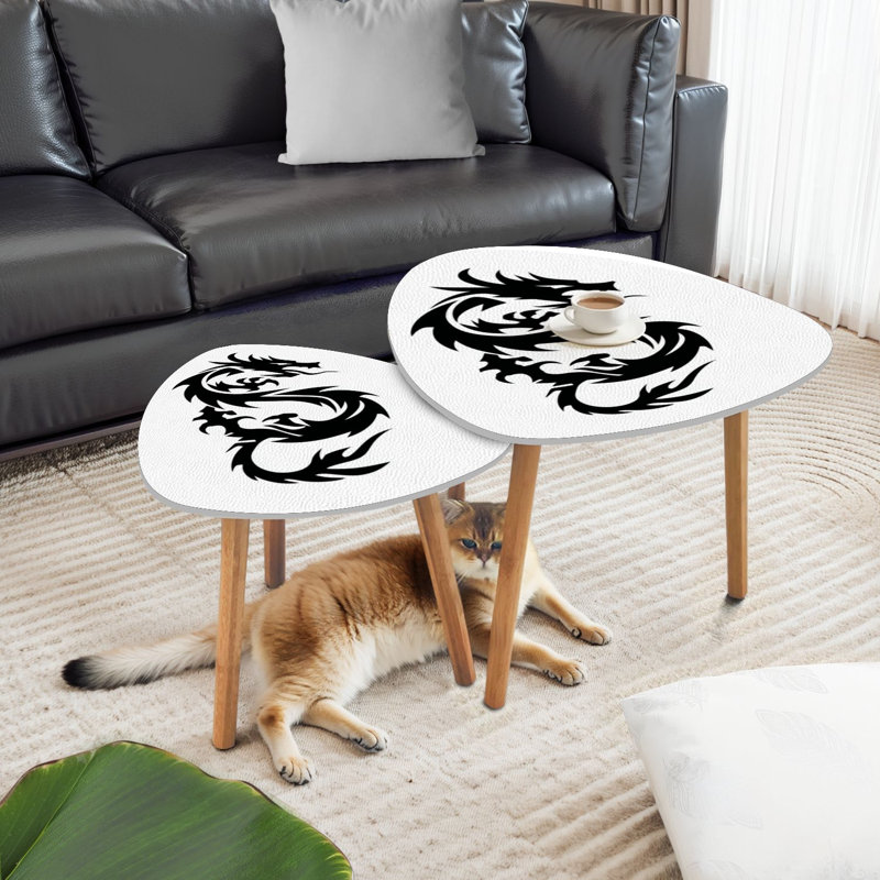 Ensemble de 2 tables basses gigognes blanches