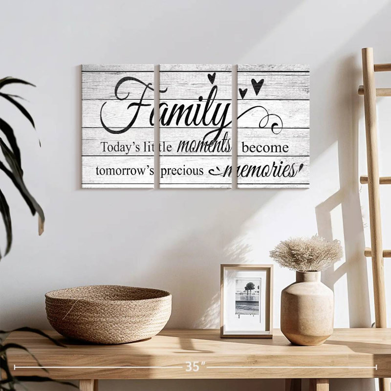 " Family Moments Typography " 3 - Pieces, 12" H x 26" W x 1" D