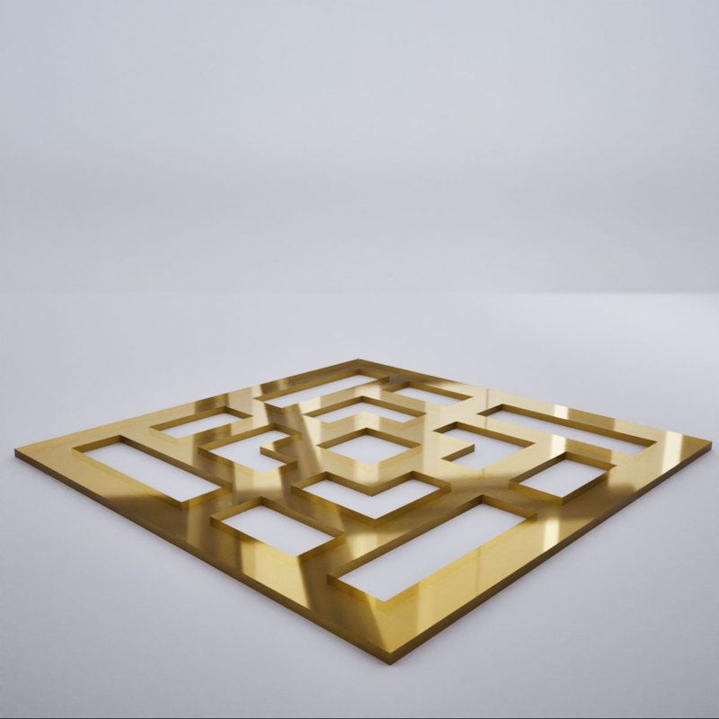 Monessen Decorative Fretwork Acrylic Wall Panels, Extra Small, 7 3/8"W x 7 3/8"H x 1/8"T, Gold Mirror, Gold