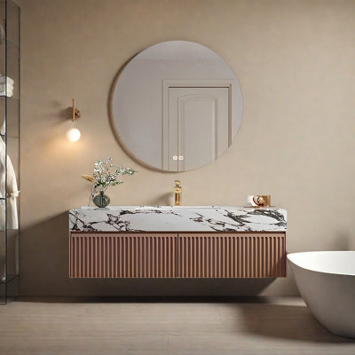 Light luxury style rock slab bathroom cabinet