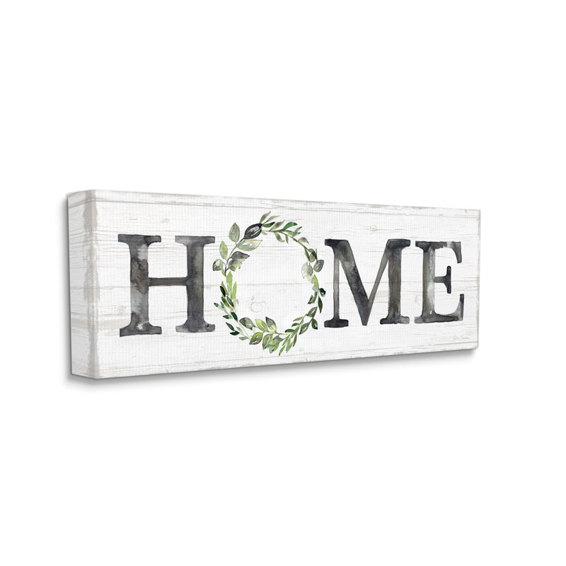 Weathered Botanical Wreath Greenery Wood Canvas Wall Art