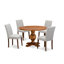 L'ensemble de table de salle à manger 5 pièces comprend une table de salle à manger ronde avec piédestal et 4 chaises Parson revêtues de tissu de lin, noyer antique-753556034-753556035