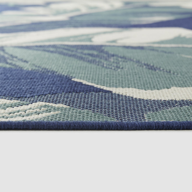 Tapis bleu sarcelle intérieur / extérieur Bissen, Rectangle 7 pi 10 po x 10 pi