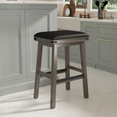 Tabouret 30 ", siège en cuir vieilli