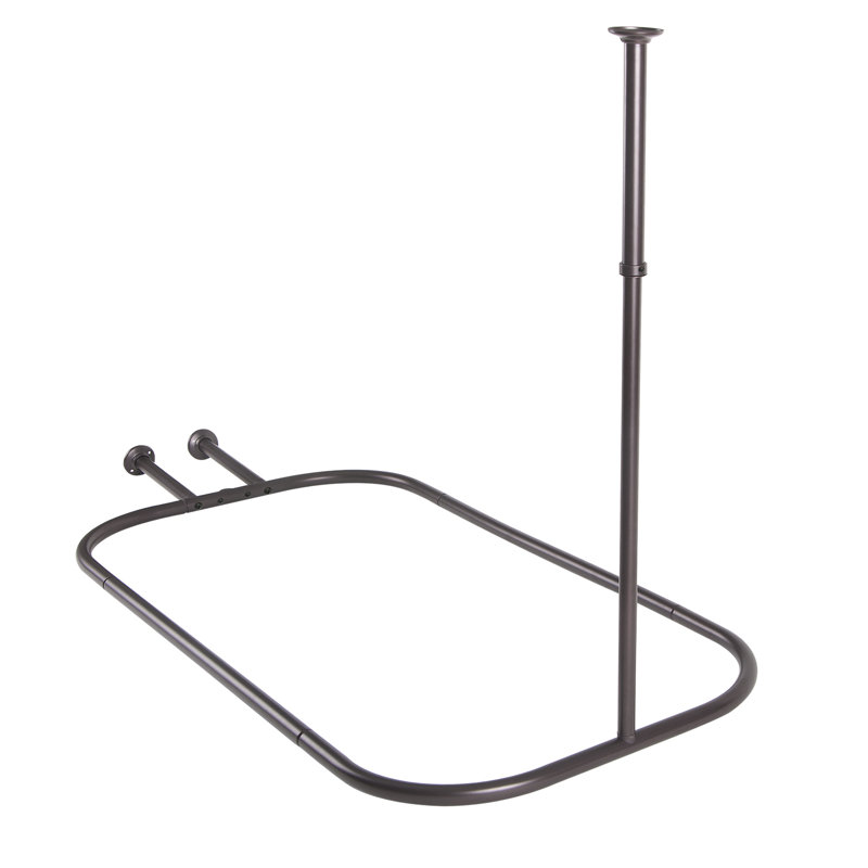 Utopia Alley Rustproof Aluminum Hoop Shower Rod With Ceiling Support for Clawfoot Tub, 54 Inch Extra Large Size by 26 Inch