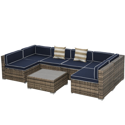 7 Piece Rattan Seating Group with Cushions by Outsunny