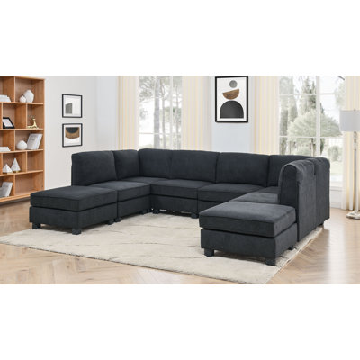 Canapé modulaire de coin avec repose-pieds 118 po Prichard