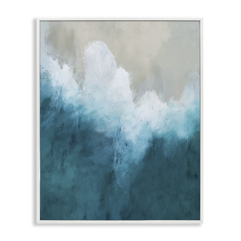 Abstrait de marée aérienne, estampe numérique, design par Denise Brown, H 20 po x l 16 po, Encadrement giclée blanc côtier