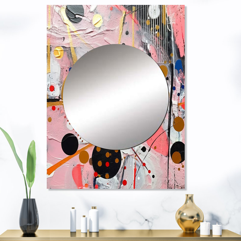 Rose et gris géométrique II - grand miroir mural géométrique, miroir décoratif moderne, impression d'art en métal