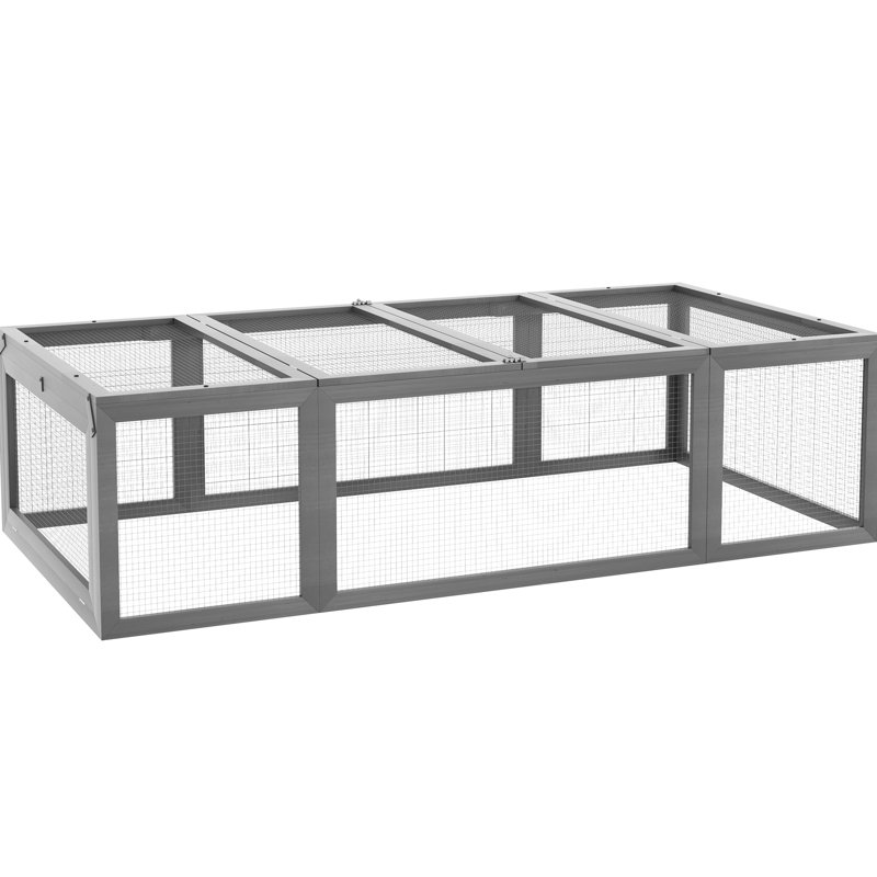 Grande enceinte en bois de lapin avec des caractéristiques d'entretien facile, un accès verrouillable gris et un intérieur spacieux