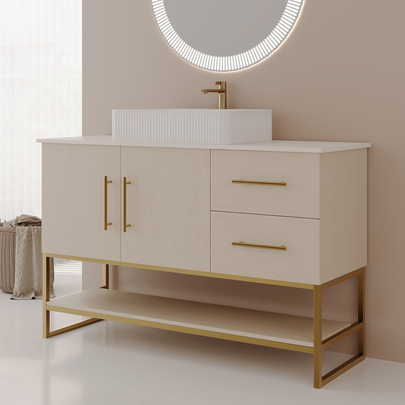 Meuble-lavabo moderne avec lavabo et armoire autoportante moderne