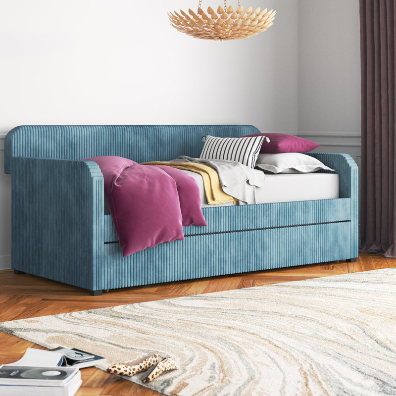 Lit de jour simple avec couchette Antonius, Bleu