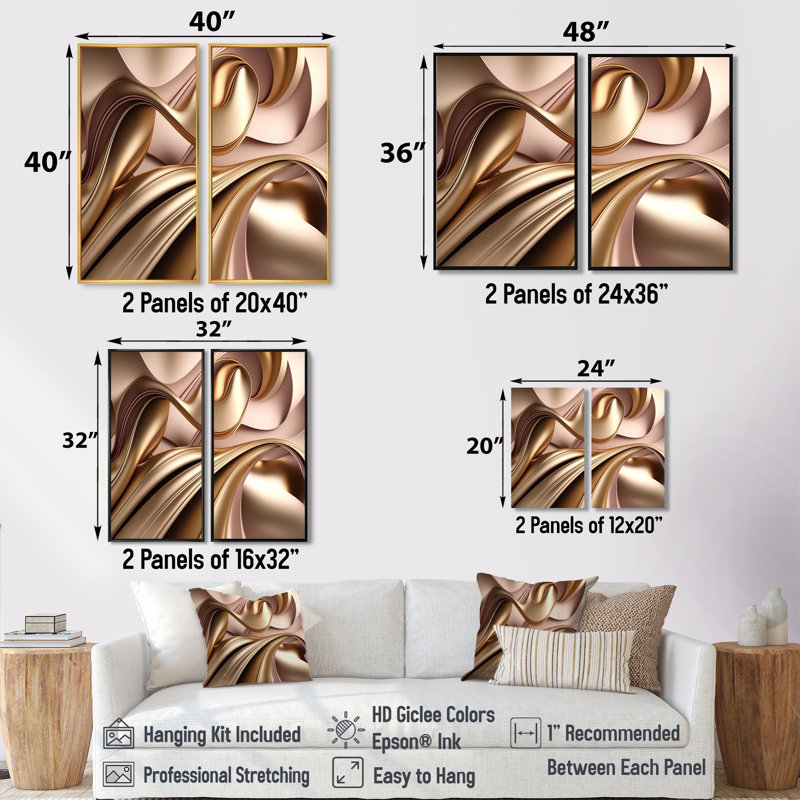 Or liquide lisse dans des tons doux d'or et de taupe IV - décoration murale rose, H 36 po x l 48 po, Noir