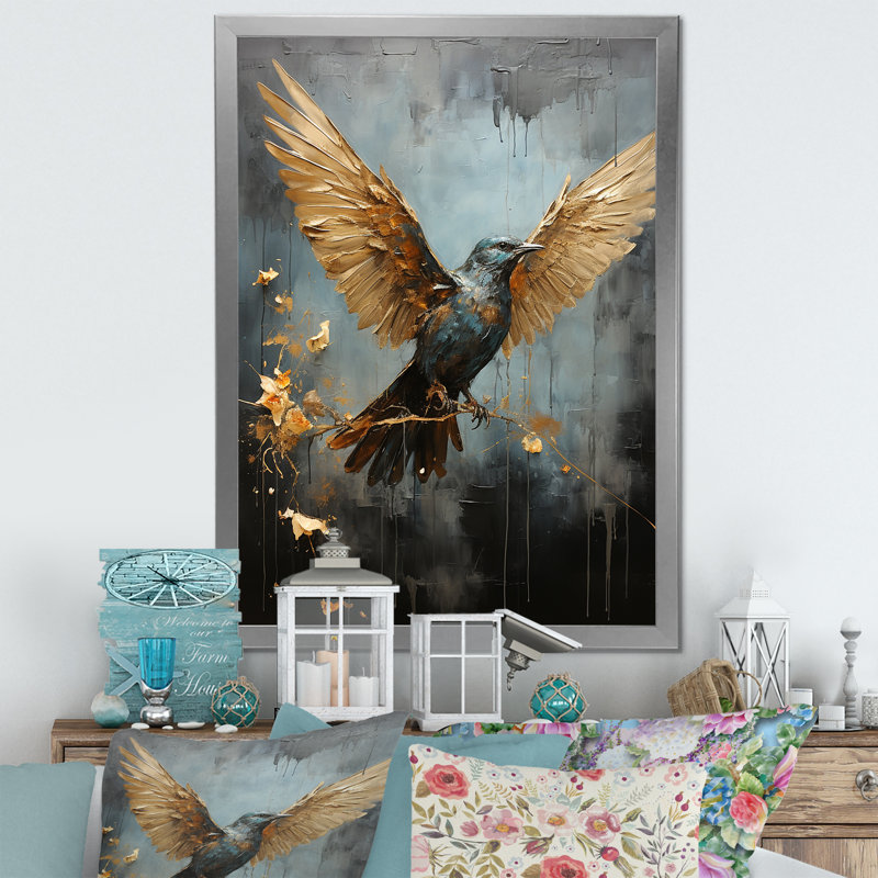 Bronze Dove Blessing sur toile, Cadre simple argenté, H 20 po x l 12 po x P 1 po